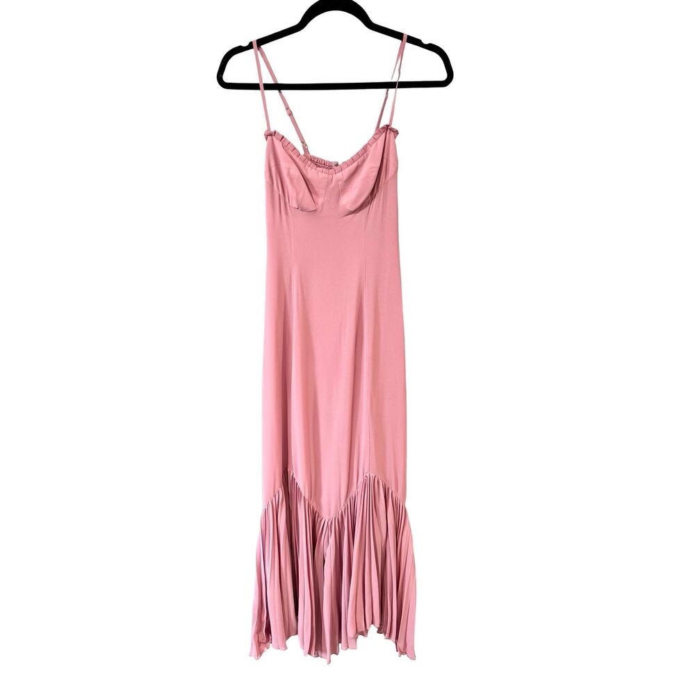 Reformation Aiko Dress Rose Petals Pink Size 0 NWT Midi Pleated Dress - Picture 2 of 6